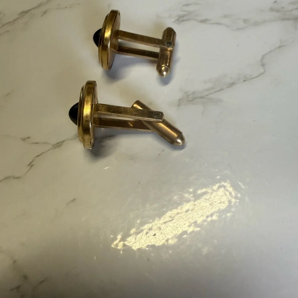 Vintage Elegant Gold and Blue Cufflinks